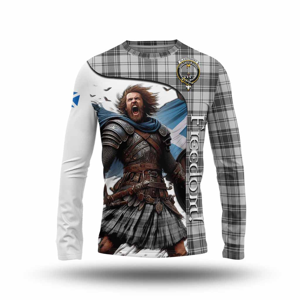 Glendinning Crest Tartan Long Sleeve T-Shirt Inspired by the Freedom of Scottish Warrior Unisex - Tartan Vibes Clothing