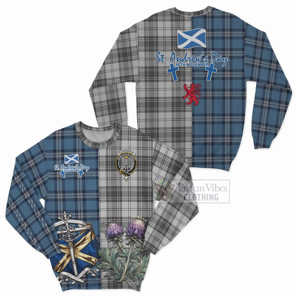 Glendinning Tartan Sweatshirt Happy St. Andrew's Day Half Tartan Style Unisex - Tartan Vibes Clothing