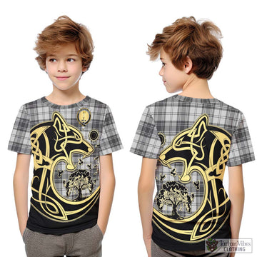 Glendinning Tartan Kid T-Shirt with Family Crest Celtic Wolf Style Youth XL Size14 - Tartan Vibes Clothing