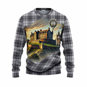 Glendinning Tartan Family Crest Knitted Sweater with Scottish Ancient Castle Style Unisex - Tartan Vibes Clothing
