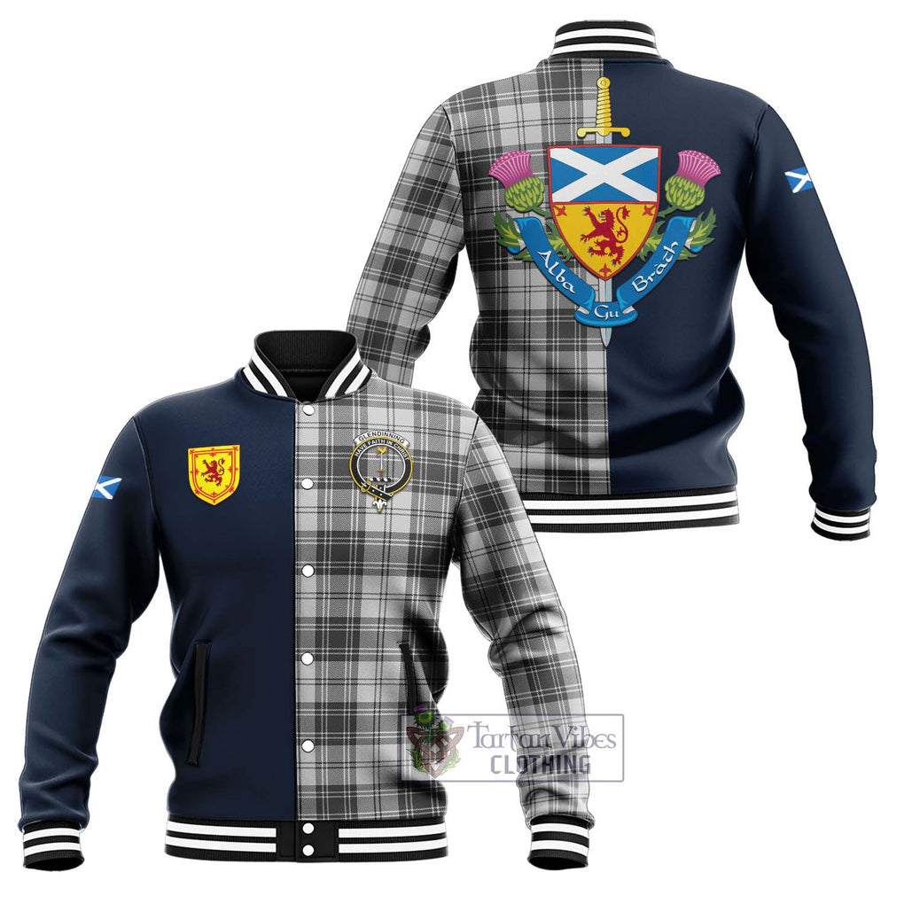 Glendinning Tartan Baseball Jacket Alba with Scottish Lion Royal Arm Half Style Unisex - Tartan Vibes Clothing