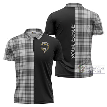 Glendinning Tartan Zipper Polo Shirt with Family Crest and Half Of Me Style Unisex - Tartanvibesclothing Shop