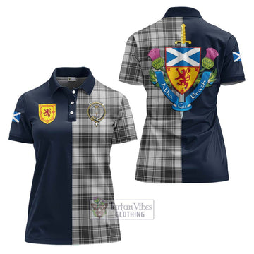 Glendinning Tartan Women's Polo Shirt Alba with Scottish Lion Royal Arm Half Style Women - Tartan Vibes Clothing