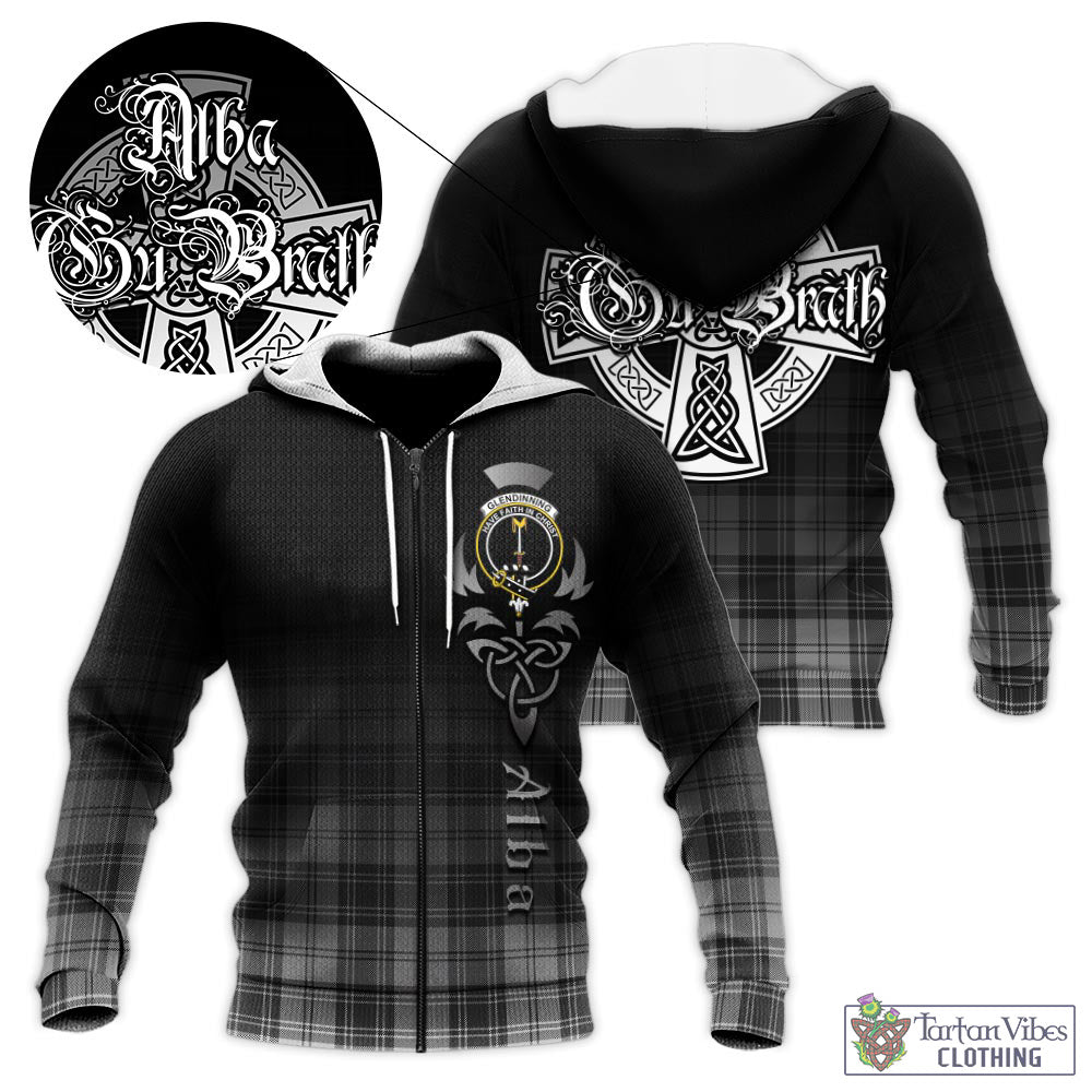 Glendinning Tartan Knitted Hoodie Featuring Alba Gu Brath Family Crest Celtic Inspired Unisex - Tartan Vibes Clothing
