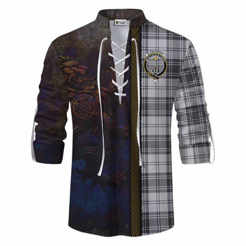 Glendinning Tartan Family Crest Ghillie Kilt Shirt Alba Gu Brath Be Brave Lion Ancient Style