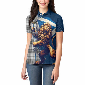 Glendinning Tartan Family Crest Women's Polo Shirt with Scottish Majestic Lion Women - Tartan Vibes Clothing