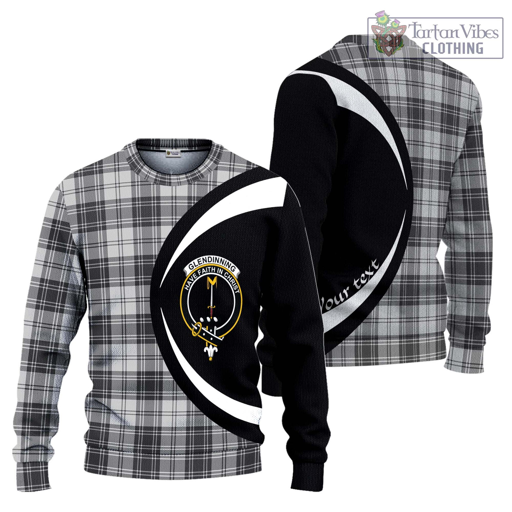 Glendinning Tartan Ugly Sweater with Family Crest Circle Style Unisex - Tartan Vibes Clothing
