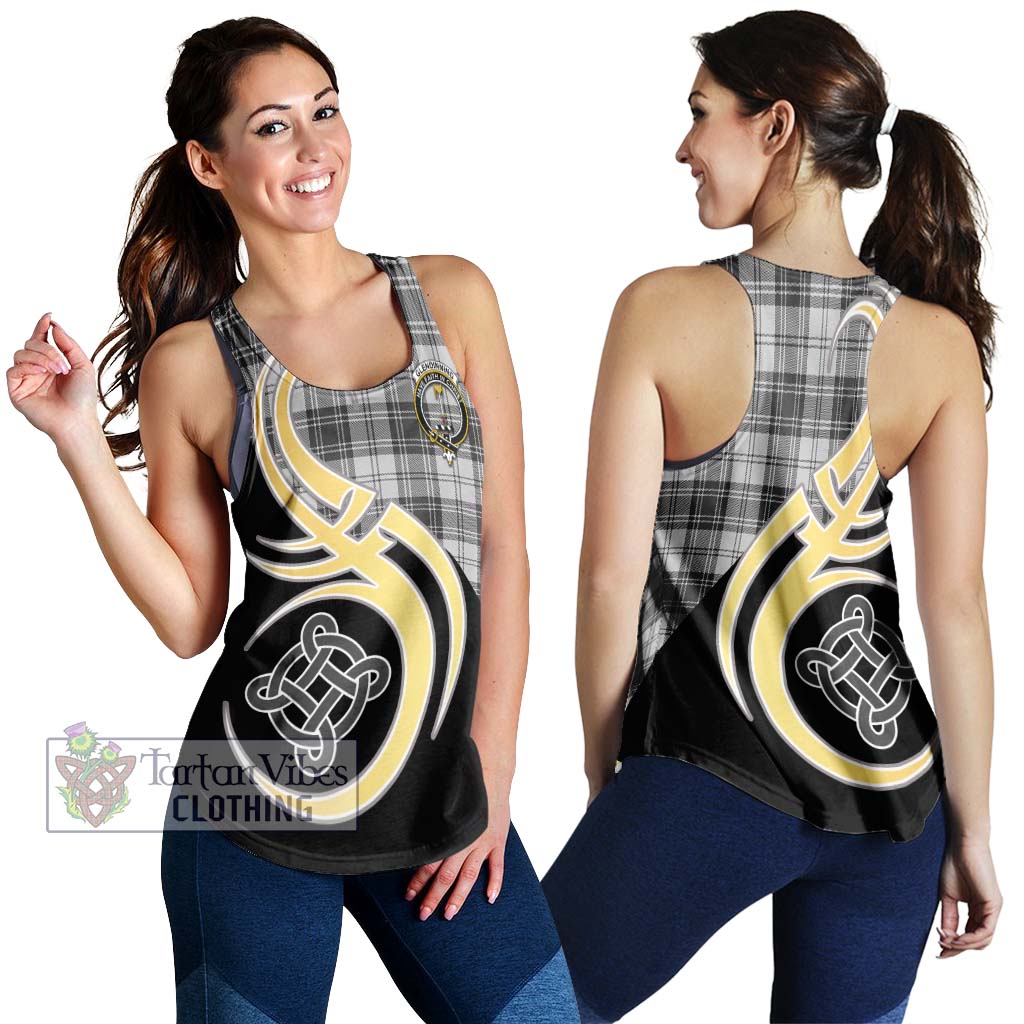Glendinning Tartan Women's Racerback Tanks with Family Crest and Celtic Symbol Style 4XL - Tartan Vibes Clothing