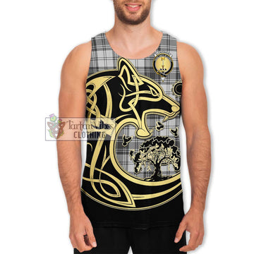 Glendinning Tartan Men's Tank Top with Family Crest Celtic Wolf Style Men - Tartan Vibes Clothing