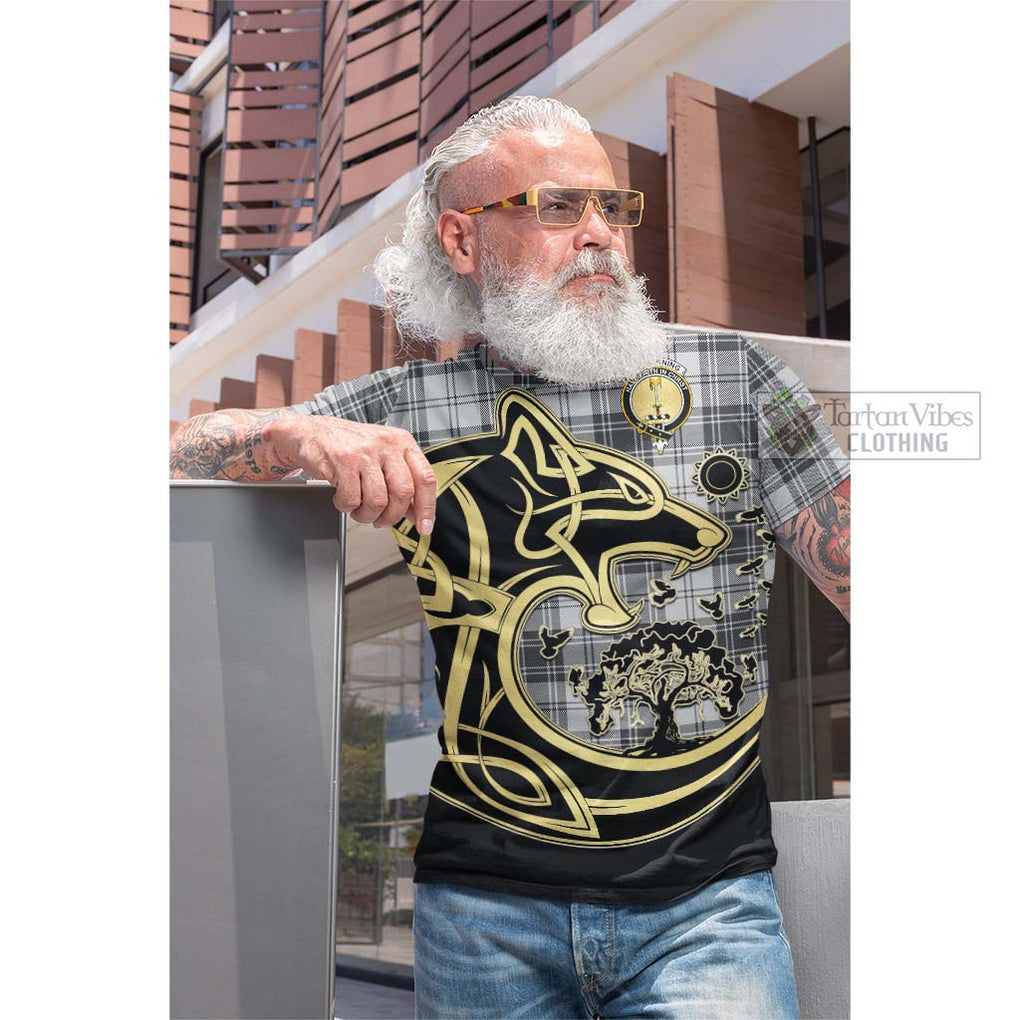 Glendinning Tartan Cotton T-shirt with Family Crest Celtic Wolf Style Men's Shirt - Tartan Vibes Clothing