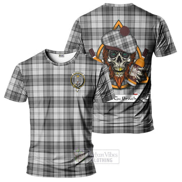 Glendinning Tartan T-Shirt with Family Crest and Bearded Skull Holding Bottles of Whiskey Kid's Shirt - Tartan Vibes Clothing