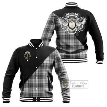 Glendinning Tartan Baseball Jacket with Family Crest and Military Logo Style Unisex - Tartan Vibes Clothing
