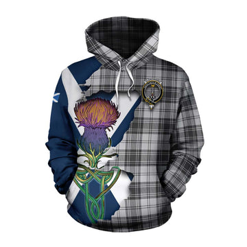 Tartan Vibes Clothing Glendinning Tartan Family Crest Cotton Hoodie Scottish Thistle Celtic Inspired