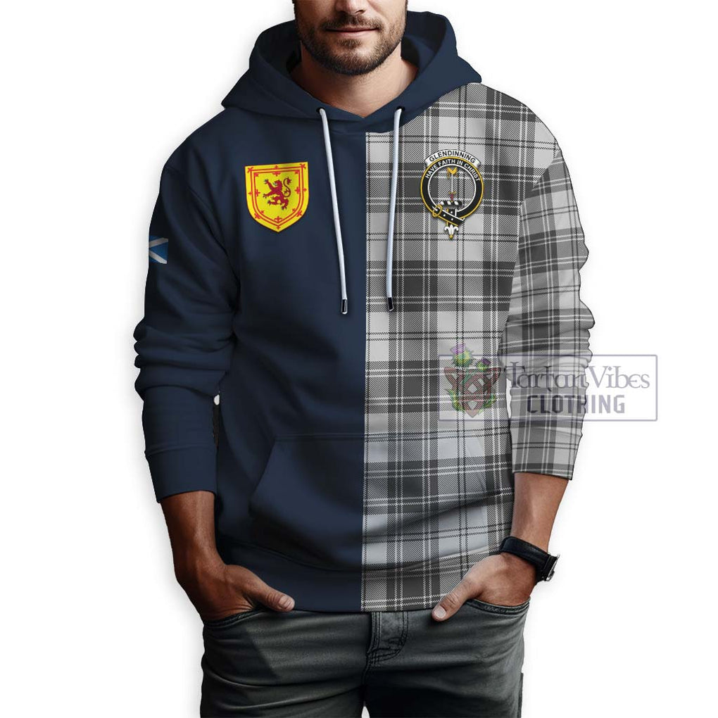 Glendinning Tartan Hoodie Alba with Scottish Lion Royal Arm Half Style - Tartan Vibes Clothing