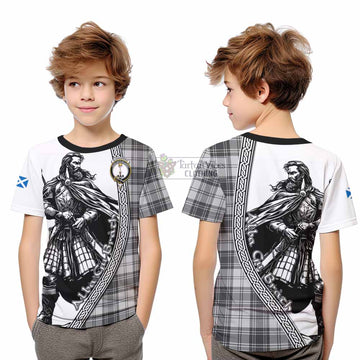 Glendinning Tartan Clan Crest Kid T-Shirt with Highlander Warrior Celtic Style - Tartan Vibes Clothing