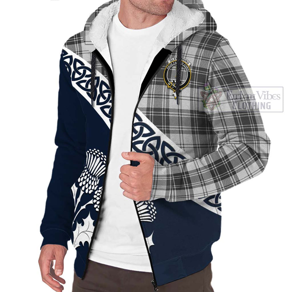 Glendinning Tartan Sherpa Hoodie Featuring Thistle and Scotland Map - Tartan Vibes Clothing
