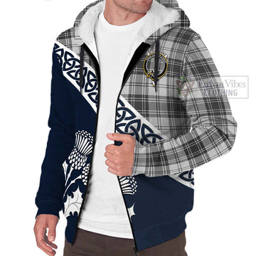 Glendinning Tartan Sherpa Hoodie Featuring Thistle and Scotland Map - Tartan Vibes Clothing