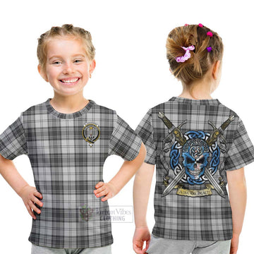 Glendinning Tartan Kid T-Shirt with Family Crest Celtic Skull Style - Tartan Vibes Clothing