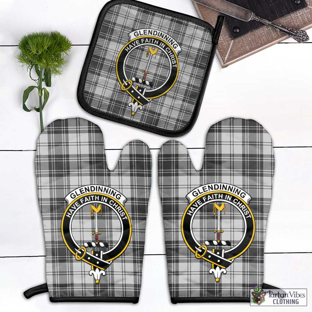 Glendinning Tartan Combo Oven Mitt & Pot-Holder with Family Crest - Tartan Vibes Clothing