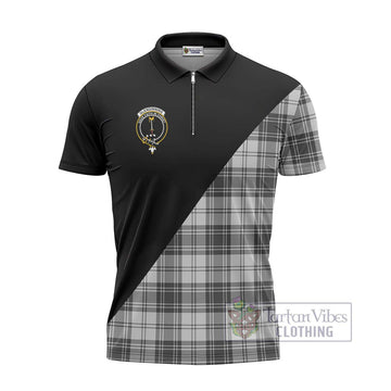 Glendinning Tartan Zipper Polo Shirt with Family Crest and Military Logo Style - Tartan Vibes Clothing