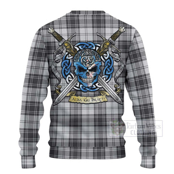Glendinning Tartan Ugly Sweater with Family Crest Celtic Skull Style - Tartan Vibes Clothing
