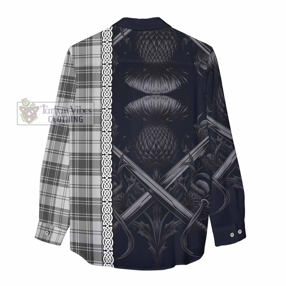 Glendinning Tartan Women's Casual Shirt with Family Crest Cross Sword Thistle Celtic Vibes - Tartan Vibes Clothing