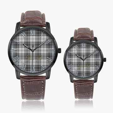 Glendinning Tartan Personalized Your Text Leather Trap Quartz Watch