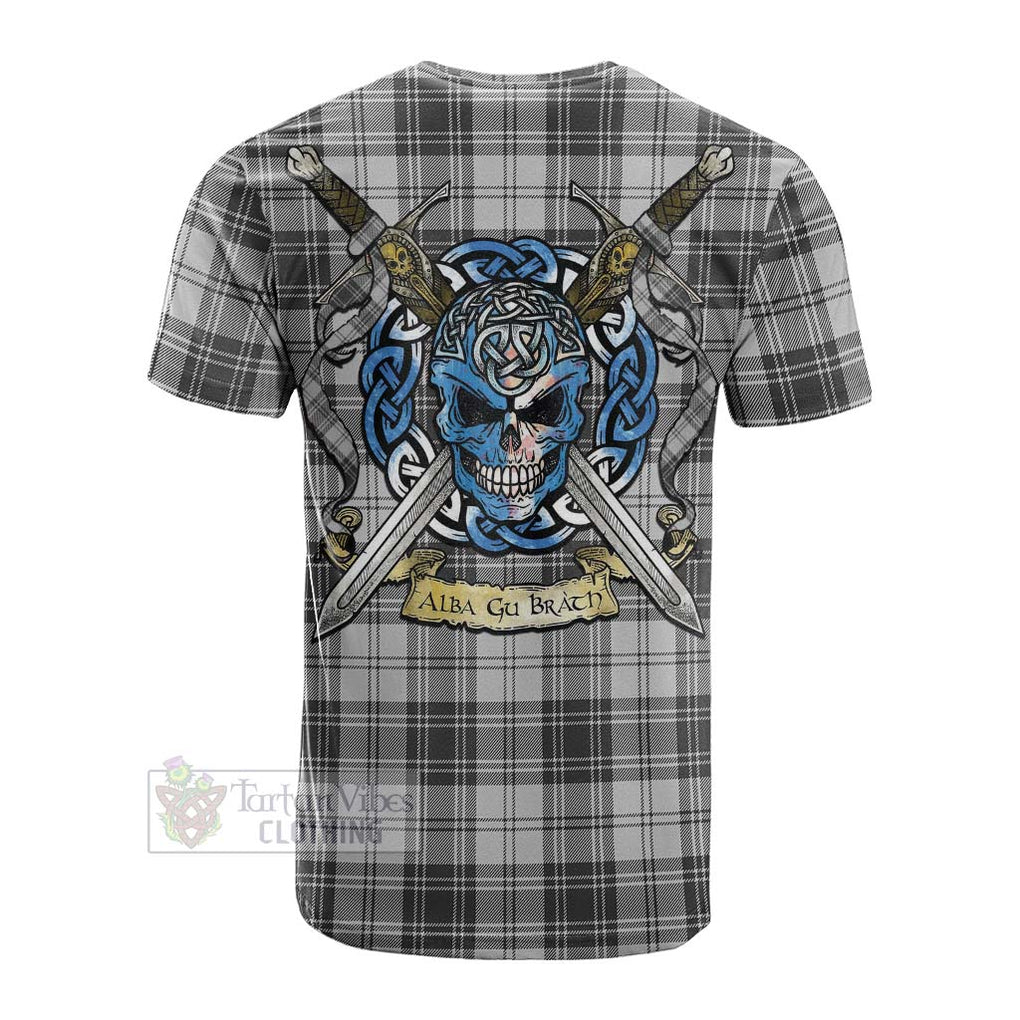 Glendinning Tartan Cotton T-shirt with Family Crest Celtic Skull Style Men's Shirt - Tartan Vibes Clothing