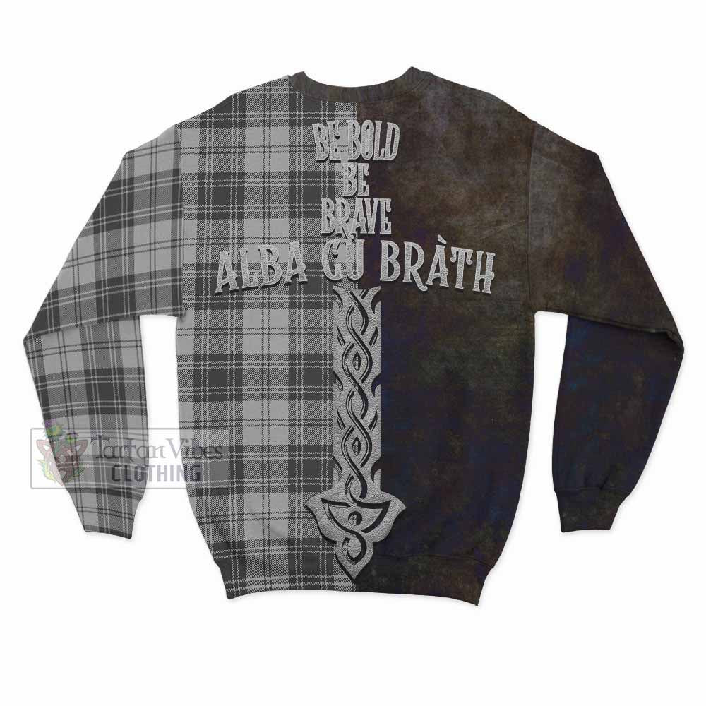 Tartan Vibes Clothing Glendinning Tartan Family Crest Sweatshirt Alba Gu Brath Be Brave Lion Ancient Style