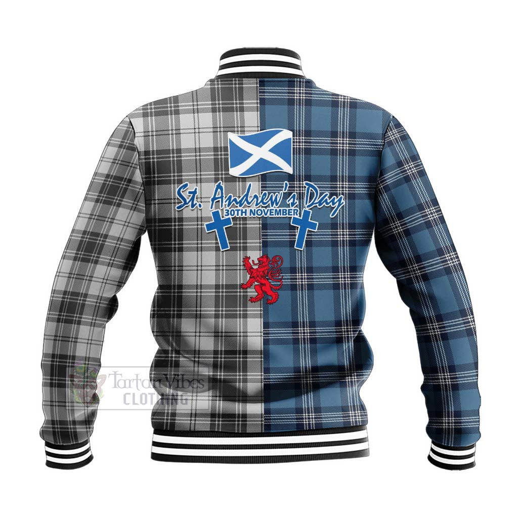 Glendinning Tartan Baseball Jacket Happy St. Andrew's Day Half Tartan Style - Tartan Vibes Clothing