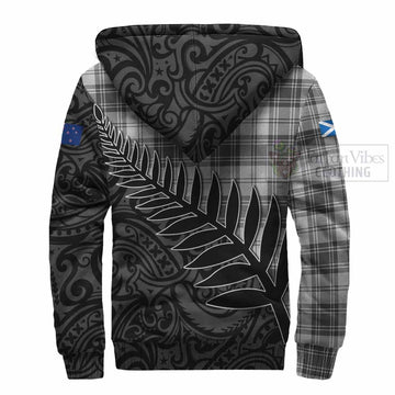 Tartan Vibes Clothing Glendinning Crest Tartan Sherpa Hoodie with New Zealand Silver Fern Half Style