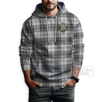 Glendinning Tartan Hoodie with Family Crest and Bearded Skull Holding Bottles of Whiskey - Tartan Vibes Clothing
