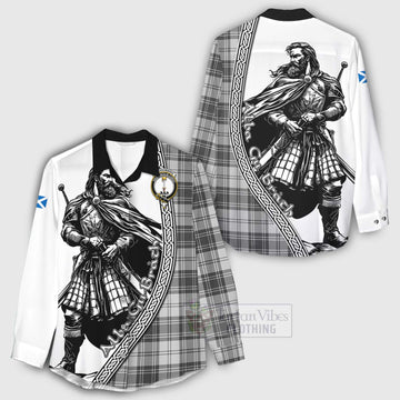 Glendinning Tartan Clan Crest Women's Casual Shirt with Highlander Warrior Celtic Style - Tartan Vibes Clothing