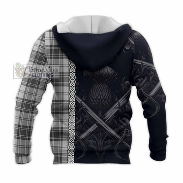 Glendinning Tartan Knitted Hoodie with Family Crest Cross Sword Thistle Celtic Vibes - Tartan Vibes Clothing