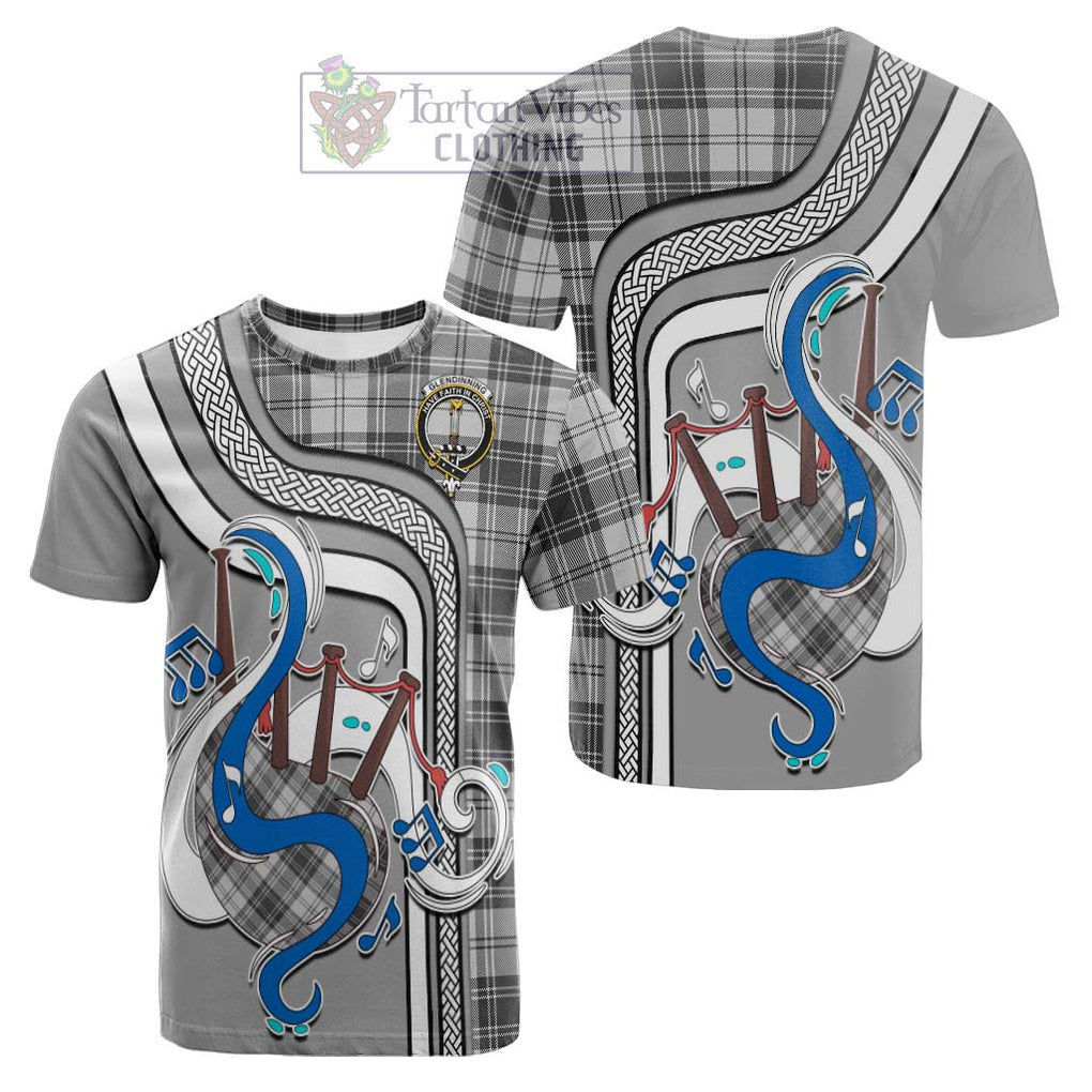 Tartan Vibes Clothing Glendinning Tartan Cotton T-shirt with Epic Bagpipe Style