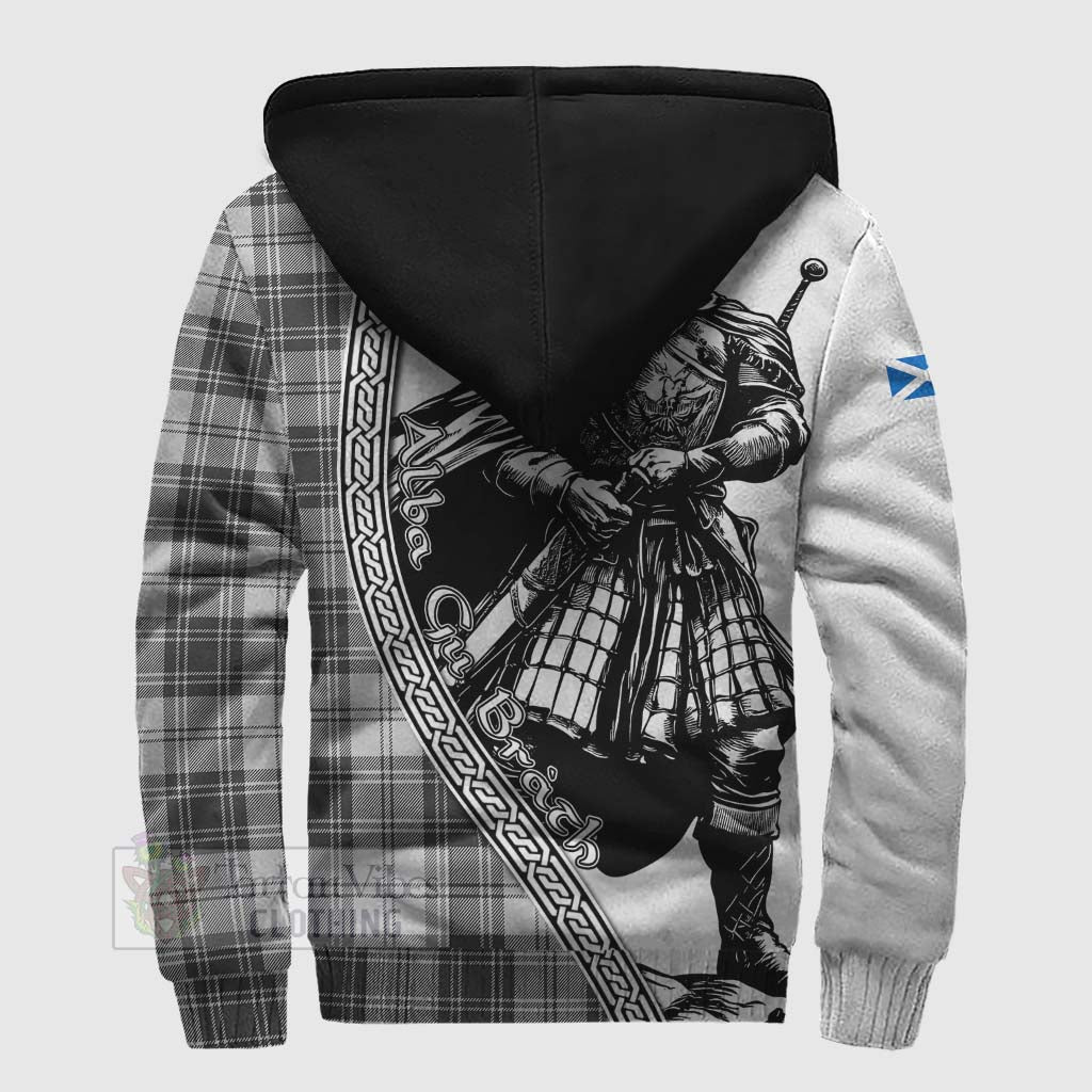 Glendinning Tartan Clan Crest Sherpa Hoodie with Highlander Warrior Celtic Style - Tartan Vibes Clothing