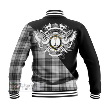 Glendinning Tartan Baseball Jacket with Family Crest and Military Logo Style - Tartan Vibes Clothing