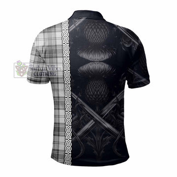 Glendinning Tartan Polo Shirt with Family Crest Cross Sword Thistle Celtic Vibes - Tartan Vibes Clothing