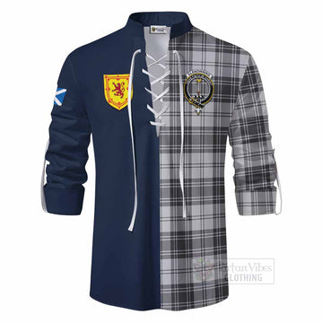 Glendinning Tartan Ghillie Kilt Shirt Alba with Scottish Lion Royal Arm Half Style - Tartan Vibes Clothing
