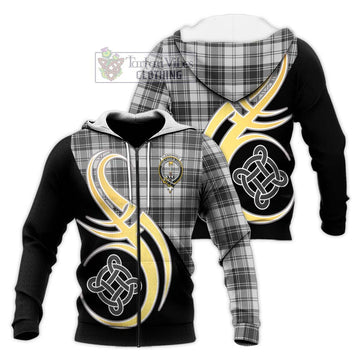 Glendinning Tartan Knitted Hoodie with Family Crest and Celtic Symbol Style Unisex Knitted Zip Hoodie - Tartan Vibes Clothing
