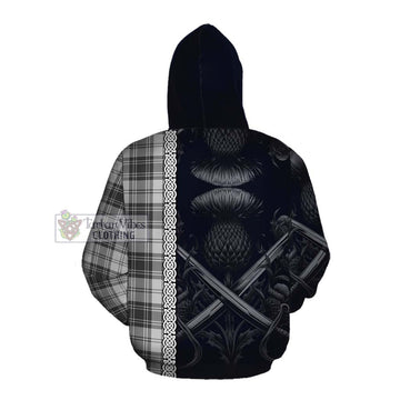 Glendinning Tartan Cotton Hoodie with Family Crest Cross Sword Thistle Celtic Vibes Pullover Hoodie - Tartan Vibes Clothing