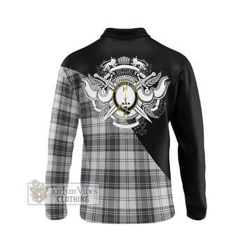 Glendinning Tartan Long Sleeve Polo Shirt with Family Crest and Military Logo Style - Tartan Vibes Clothing
