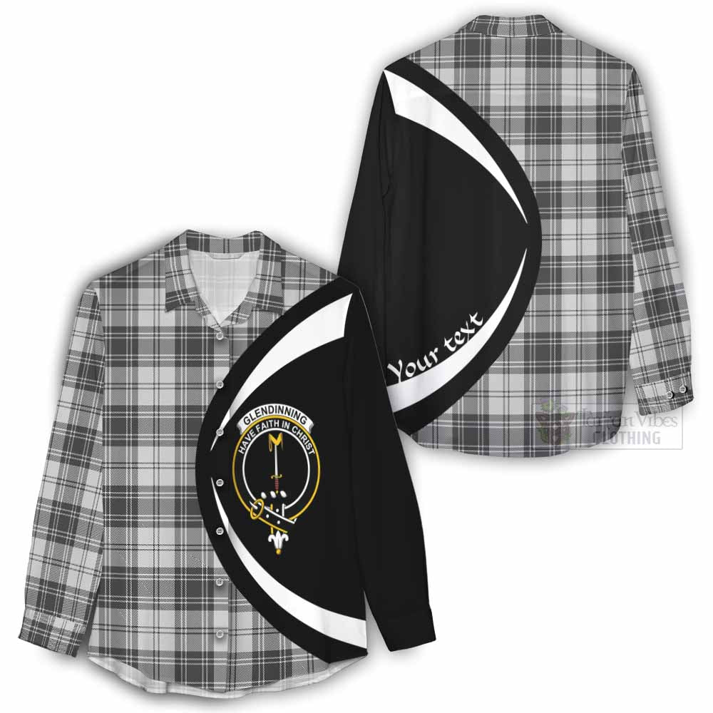 Tartan Vibes Clothing Glendinning Tartan Women's Casual Shirt with Family Crest Circle Style