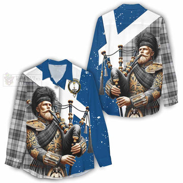 Glendinning Tartan Women's Casual Shirt with Family Crest Scottish Bagpiper Vibes - Tartan Vibes Clothing