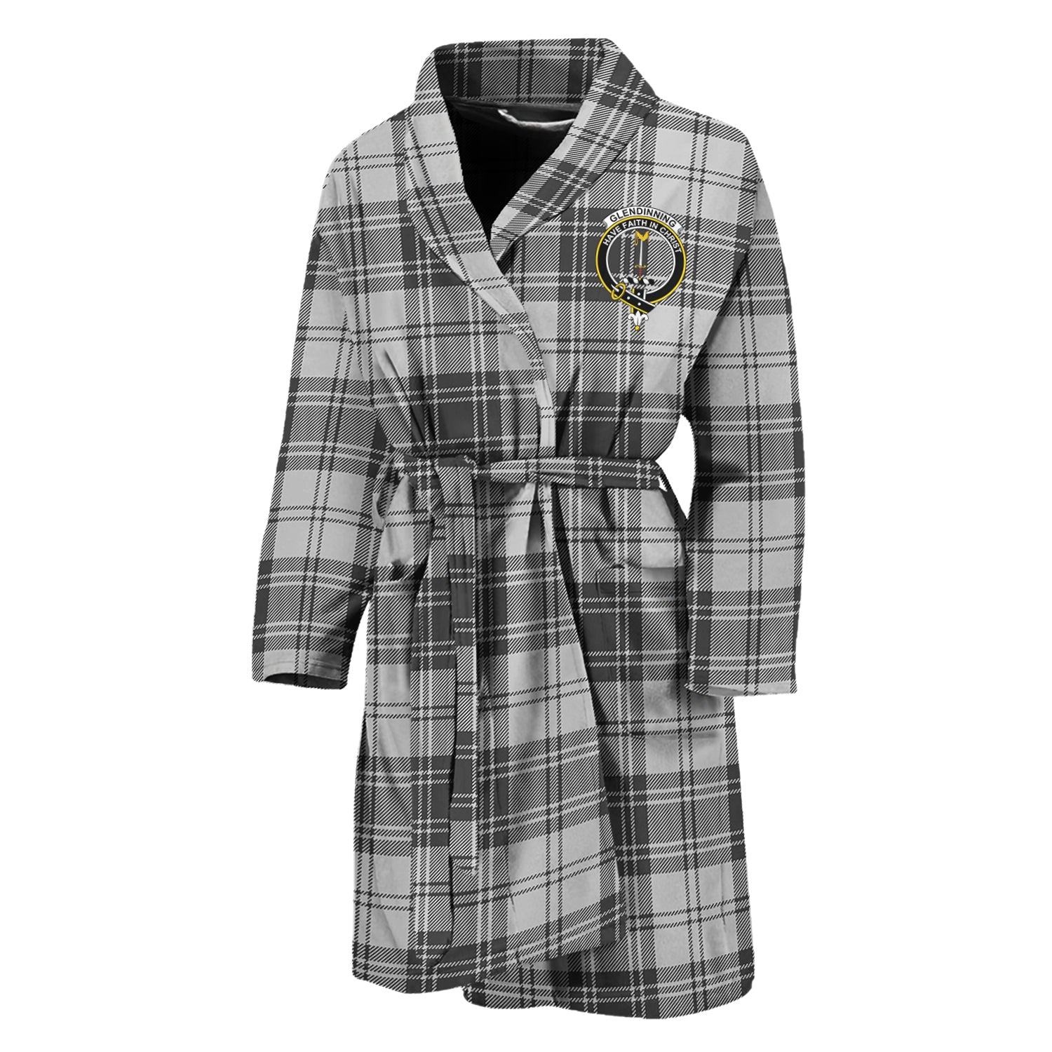 Glendinning Tartan Bathrobe with Family Crest Unisex M - Tartan Vibes Clothing