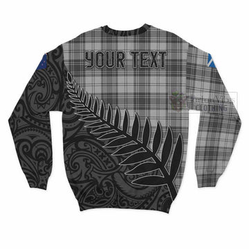 Tartan Vibes Clothing Glendinning Crest Tartan Sweatshirt with New Zealand Silver Fern Half Style