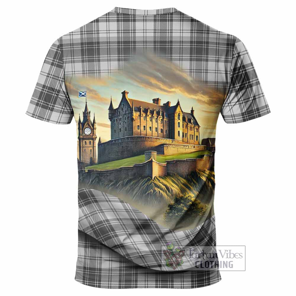 Glendinning Tartan Family Crest T-Shirt with Scottish Ancient Castle Style - Tartan Vibes Clothing