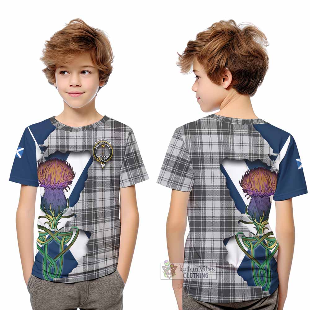 Tartan Vibes Clothing Glendinning Tartan Family Crest Kid T-Shirt Scottish Thistle Celtic Inspired