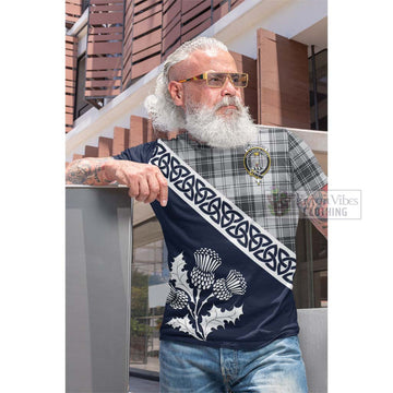 Glendinning Tartan Cotton T-shirt Featuring Thistle and Scotland Map