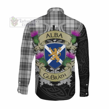 Glendinning Tartan Family Crest Long Sleeve Button Shirt Lion Rampant Royal Thistle Shield Celtic Inspired Men's Shirt - Tartan Vibes Clothing